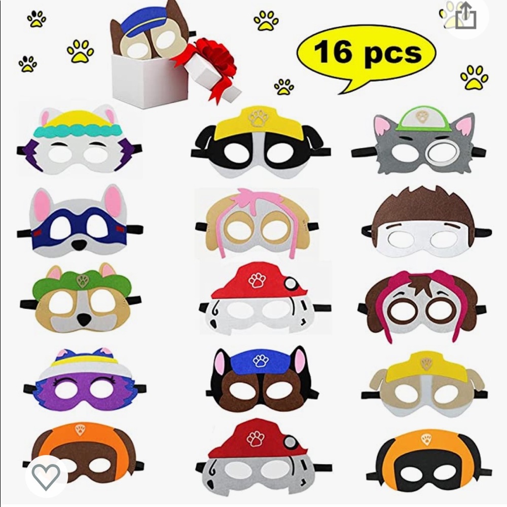 16 Pack Puppy Dogs Masks for Kids,Soft Felt Masks Paw Patrol inspired